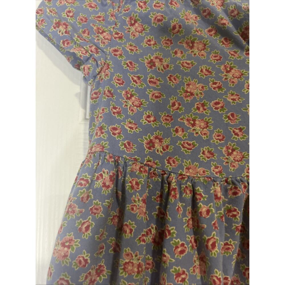Polo Ralph Lauren Girls Size 7 Blue Floral Button Front Ruffle Hem Dress Pockets - Picture 4 of 9